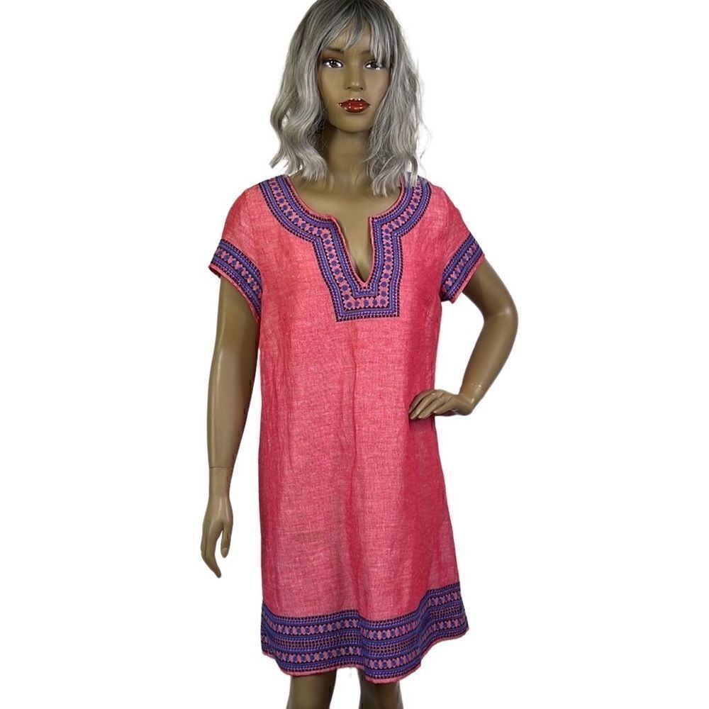 Vineyard Vines Linen Blend Embroidered Dress Size 12